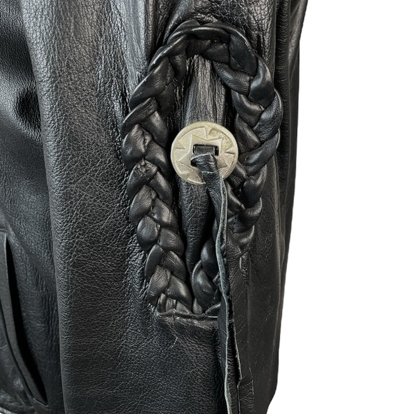 Trucker Leather Leather Biker Jacket, Black, XXL - Picture 5 of 8